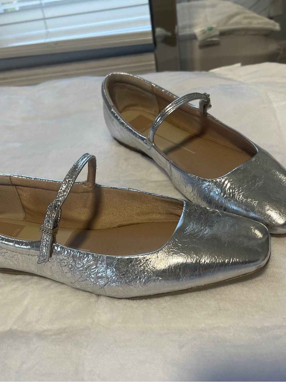 Dolce Vita Silver Metallic Mary Jane Flats